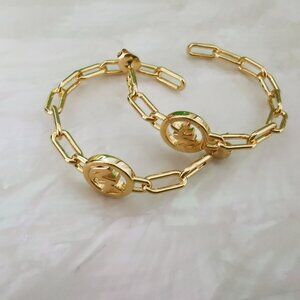 Michael Kors • Signature Hoop Chain Link Goldtone Hoop Earrings